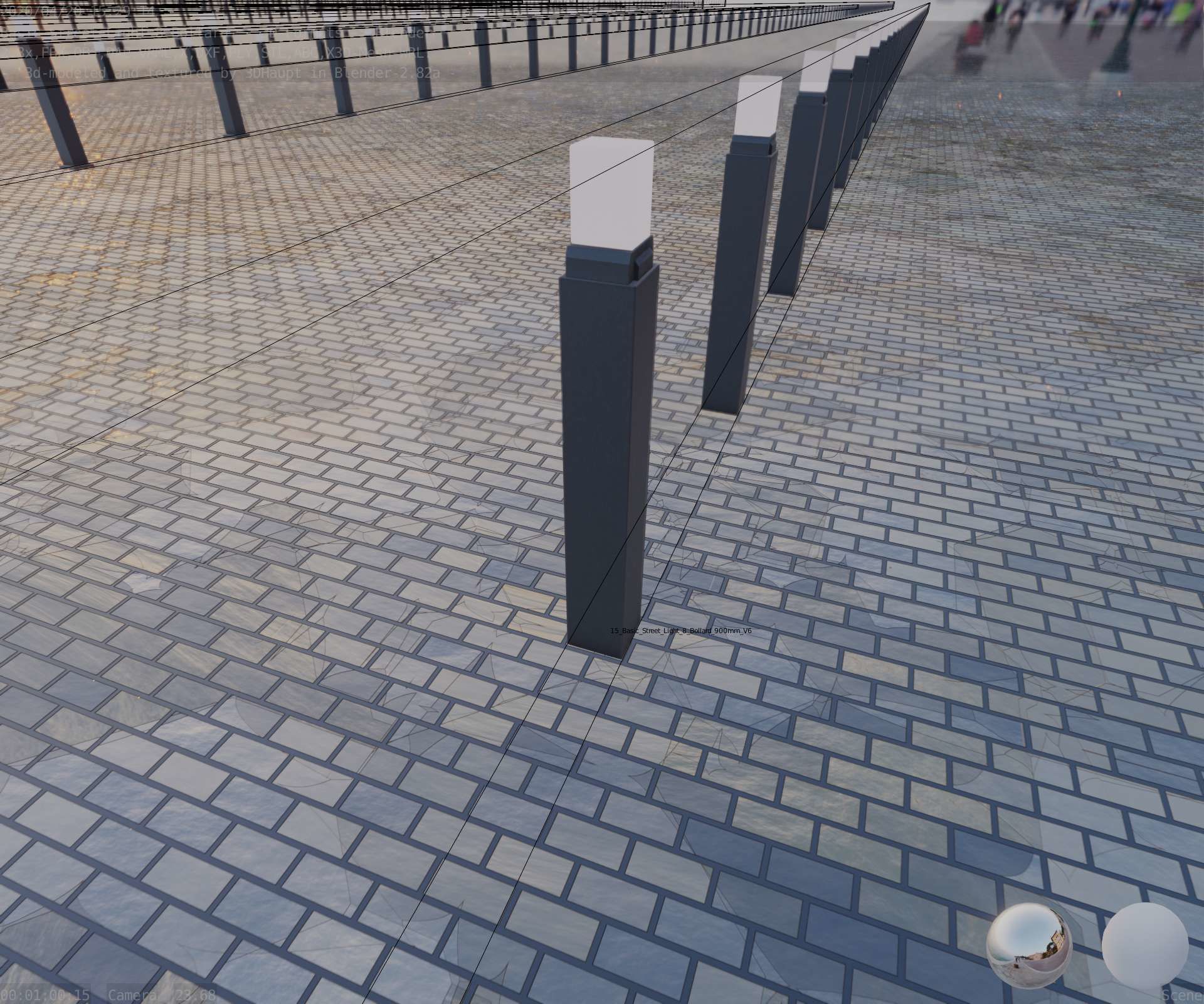 Street Light 8 Bollard 900mm Basic Version 6 Low-poly 3D model_55