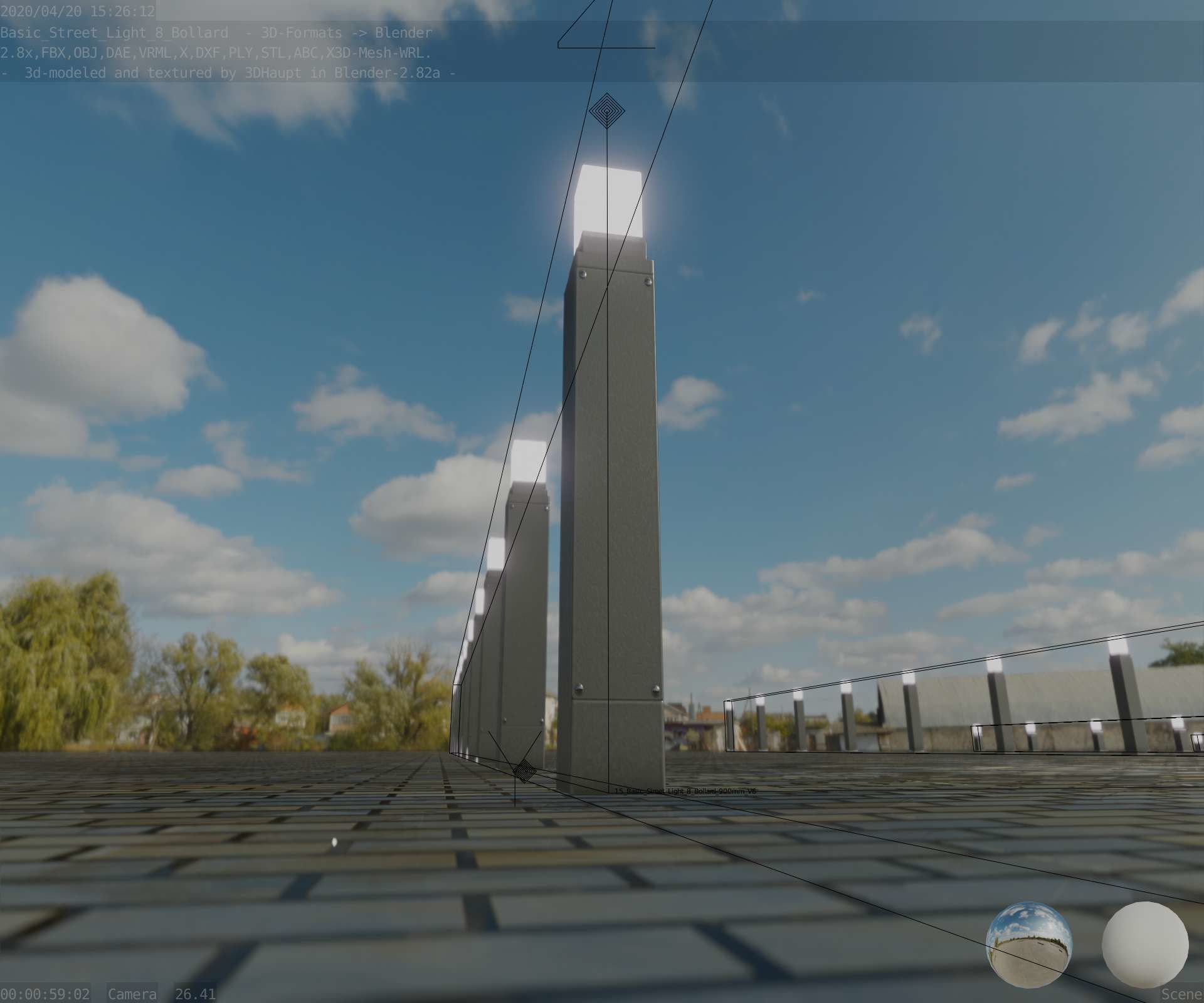 Street Light 8 Bollard 900mm Basic Version 6 Low-poly 3D model_25