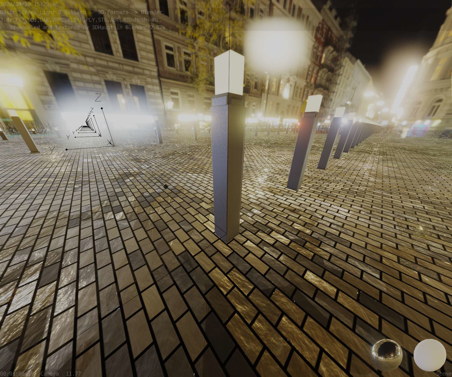 Street Light 8 Bollard 900mm Basic Version 6 Low-poly 3D model_59