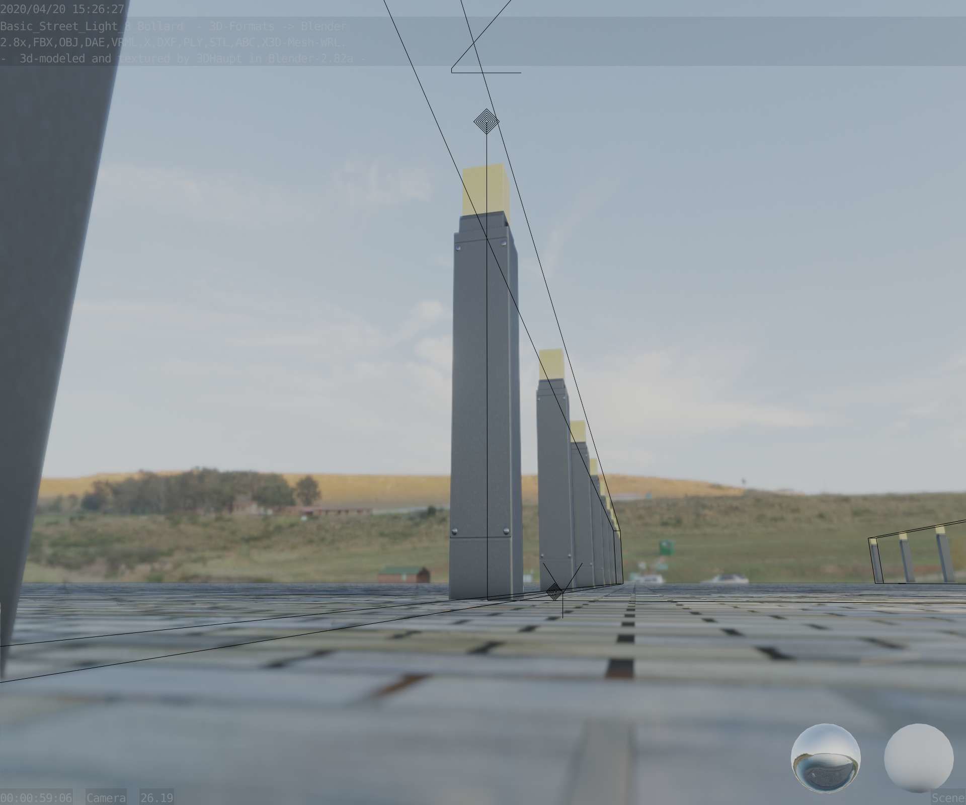 Street Light 8 Bollard 900mm Basic Version 6 Low-poly 3D model_29