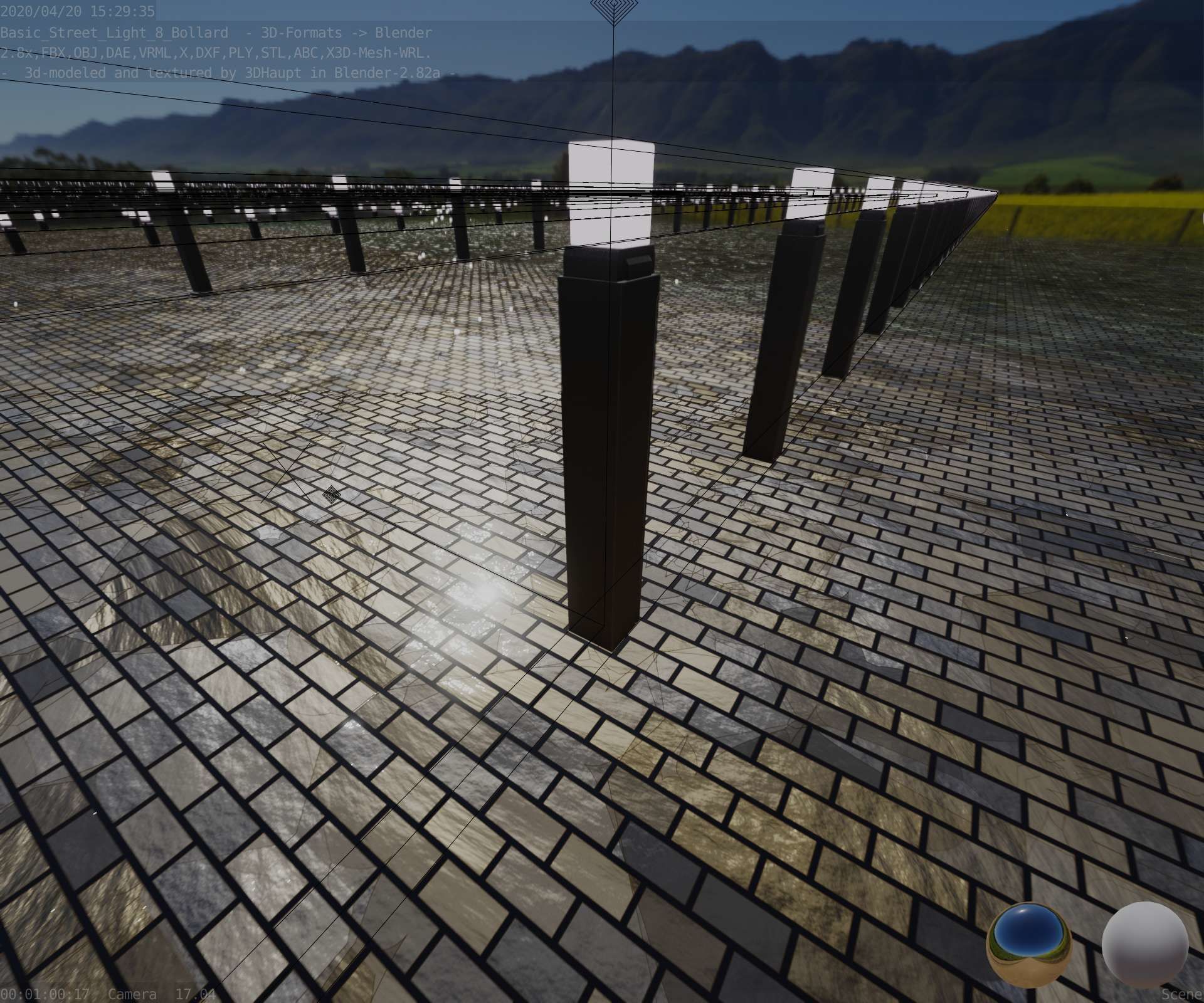 Street Light 8 Bollard 900mm Basic Version 6 Low-poly 3D model_57