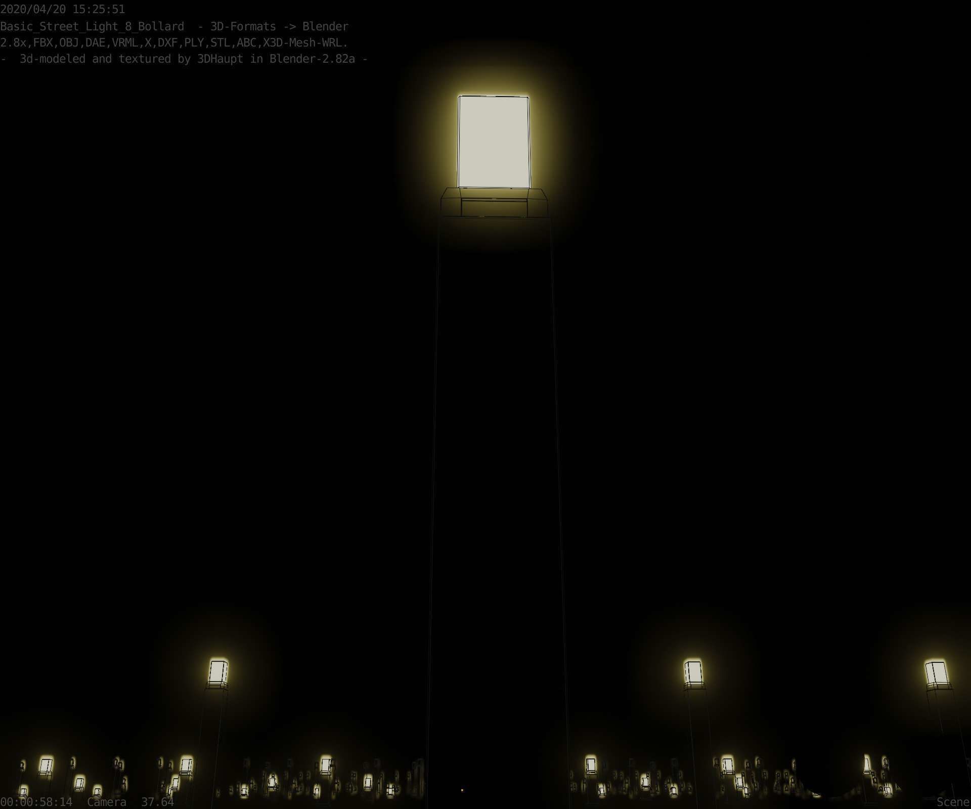 Street Light 8 Bollard 900mm Basic Version 6 Low-poly 3D model_13