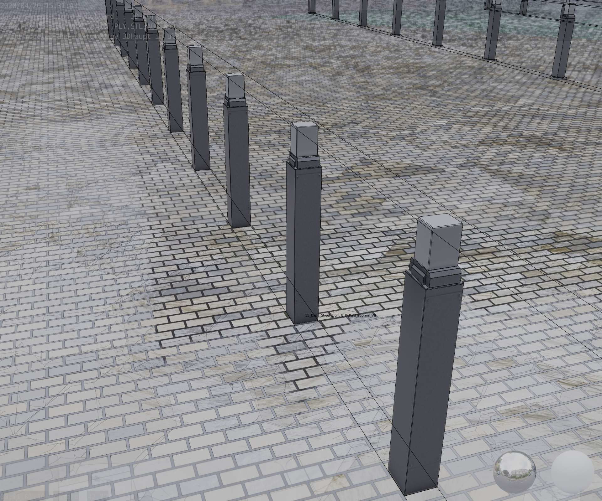 Street Light 8 Bollard 900mm Basic Version 6 Low-poly 3D model_74