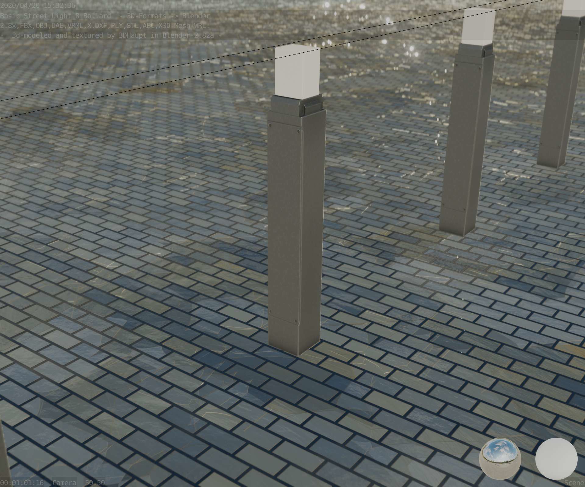 Street Light 8 Bollard 900mm Basic Version 6 Low-poly 3D model_80