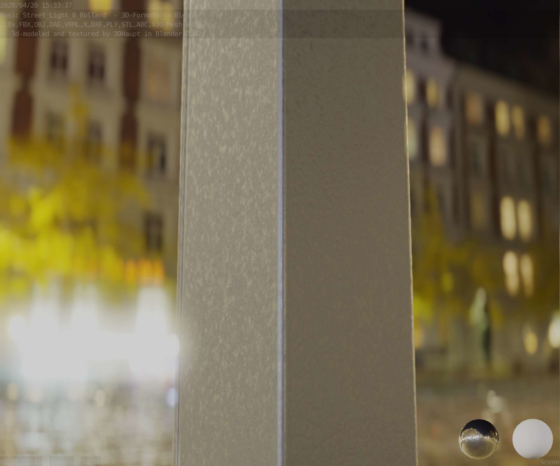 Street Light 8 Bollard 900mm Basic Version 6 Low-poly 3D model_94