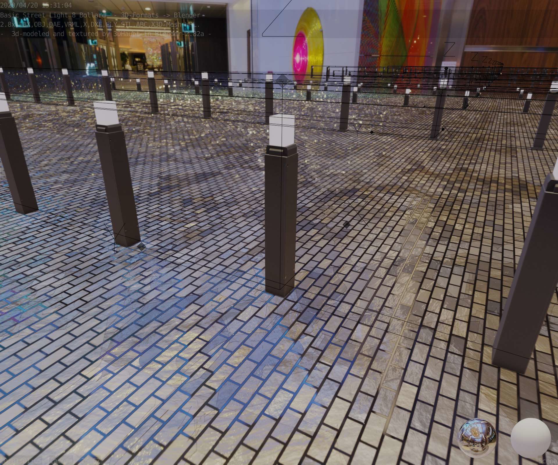 Street Light 8 Bollard 900mm Basic Version 6 Low-poly 3D model_69