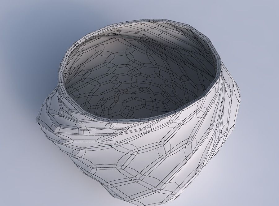 Bowl twisted elipse with fine organic cells 3D print model_6