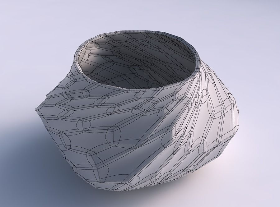 Bowl twisted elipse with fine organic cells 3D print model_5