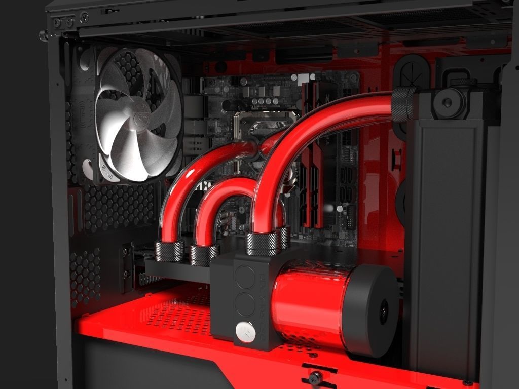 Water Cooled Gaming PC 3D model_5