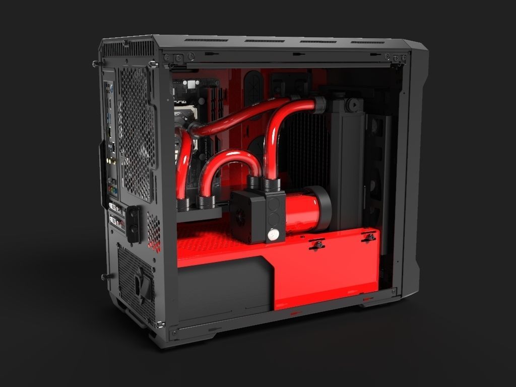 Water Cooled Gaming PC 3D model_2