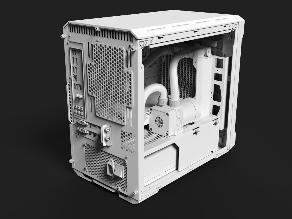 Water Cooled Gaming PC 3D model_1