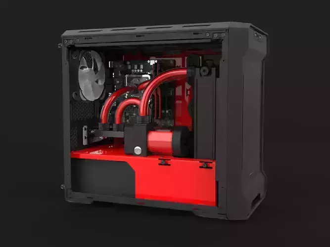 Water Cooled Gaming PC 3D model