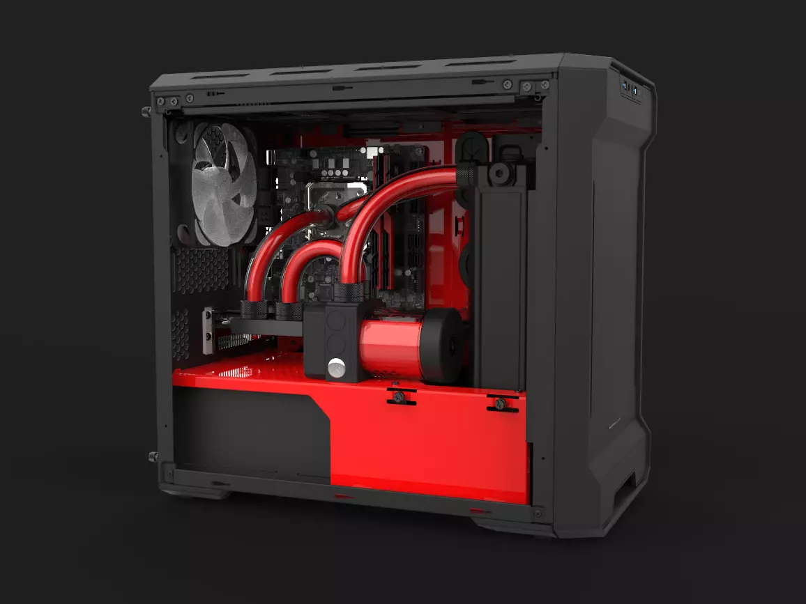 Water Cooled Gaming PC 3D model_0