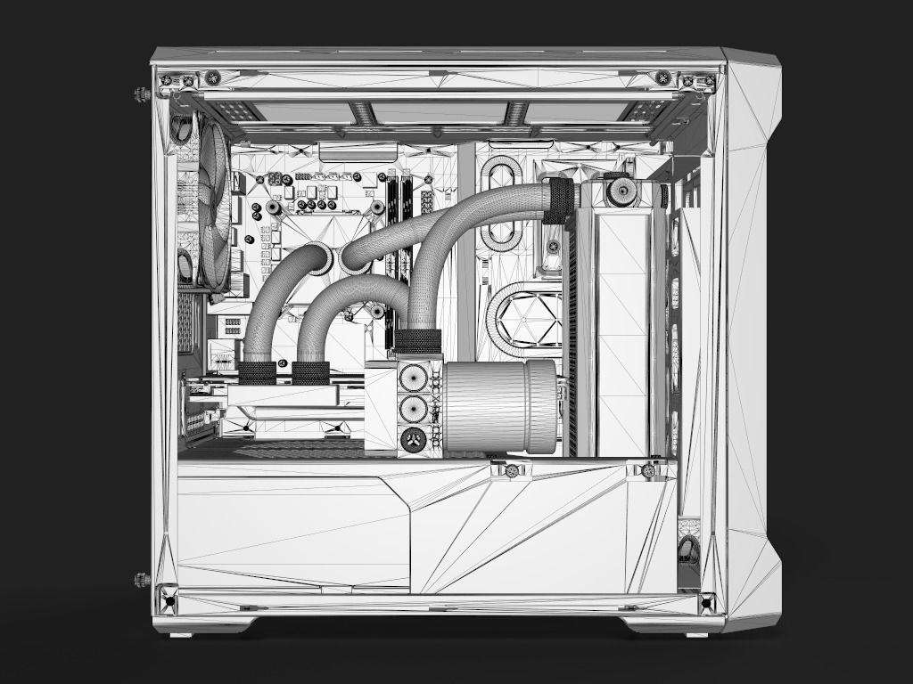 Water Cooled Gaming PC 3D model_12