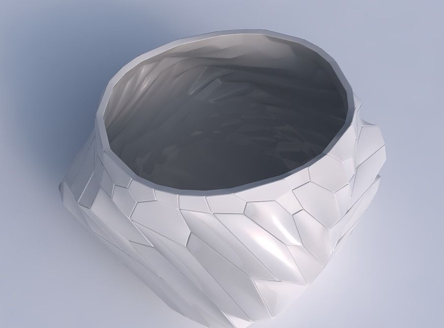 Bowl twisted elipse with fine twisted organic cells 3D print model_1