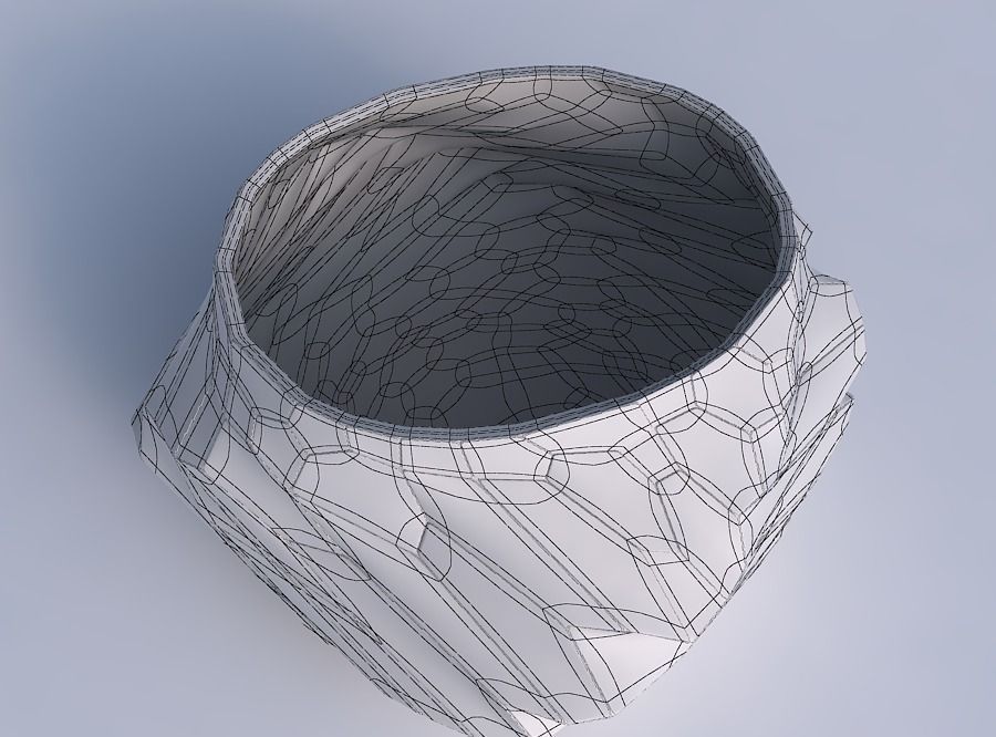 Bowl twisted elipse with fine twisted organic cells 3D print model_6