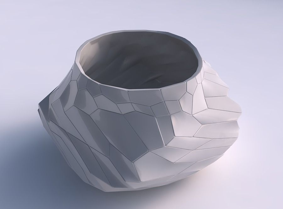 Bowl twisted elipse with fine twisted organic cells 3D print model_0