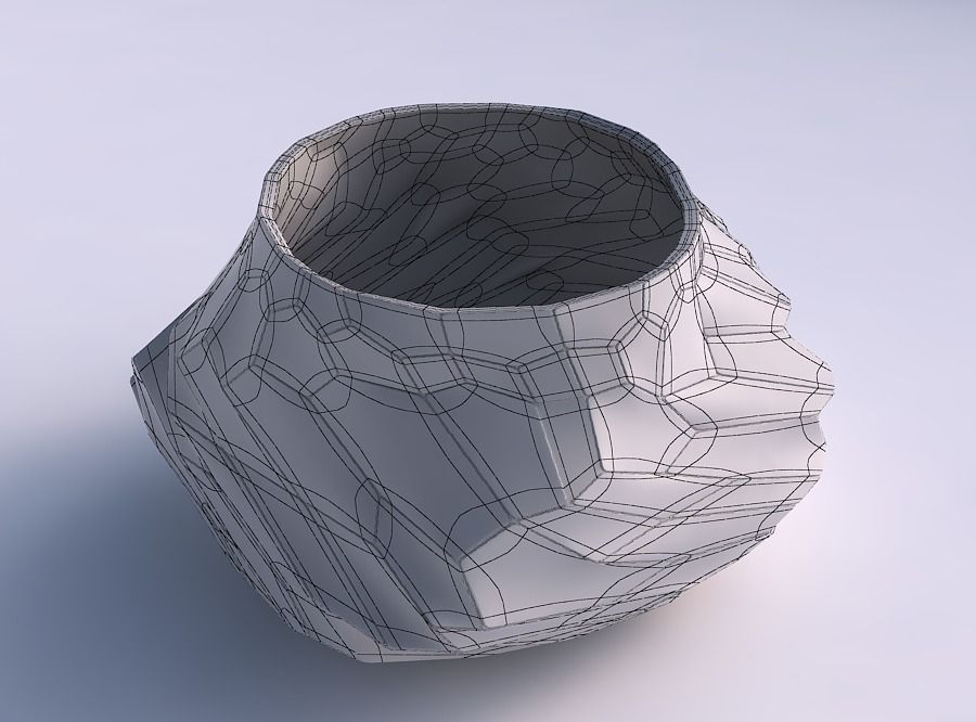 Bowl twisted elipse with fine twisted organic cells 3D print model_5