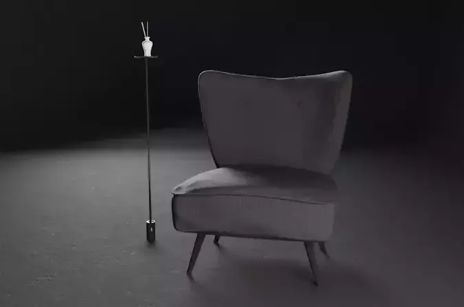 Sofa black chair exposition Low-poly 3D model