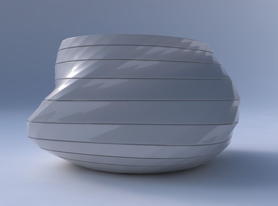 Bowl twisted elipse with hard horizontal dents 3D print model_4