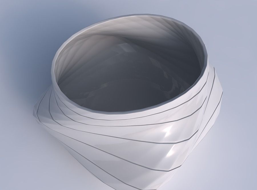 Bowl twisted elipse with hard horizontal dents 3D print model_1