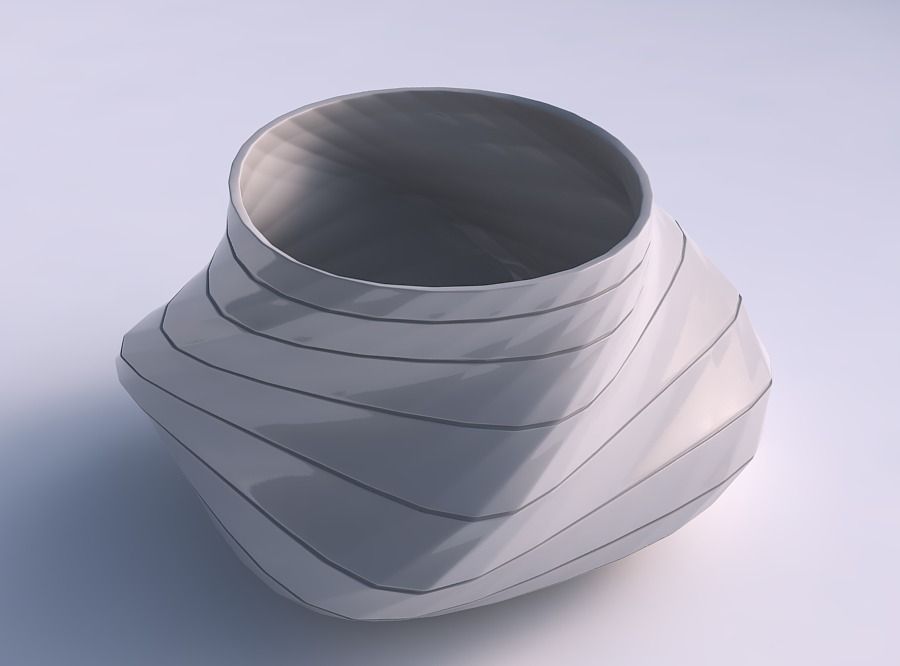 Bowl twisted elipse with hard horizontal dents 3D print model_0