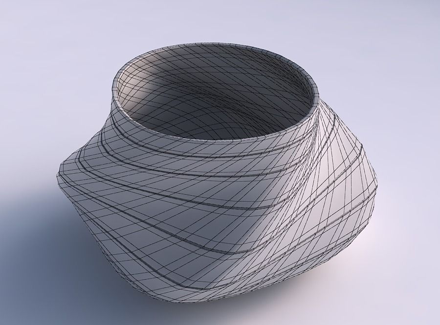 Bowl twisted elipse with hard horizontal dents 3D print model_5
