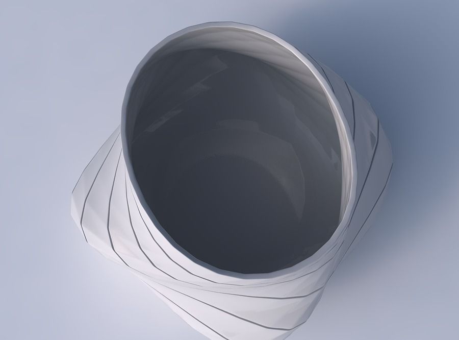 Bowl twisted elipse with hard horizontal dents 3D print model_2