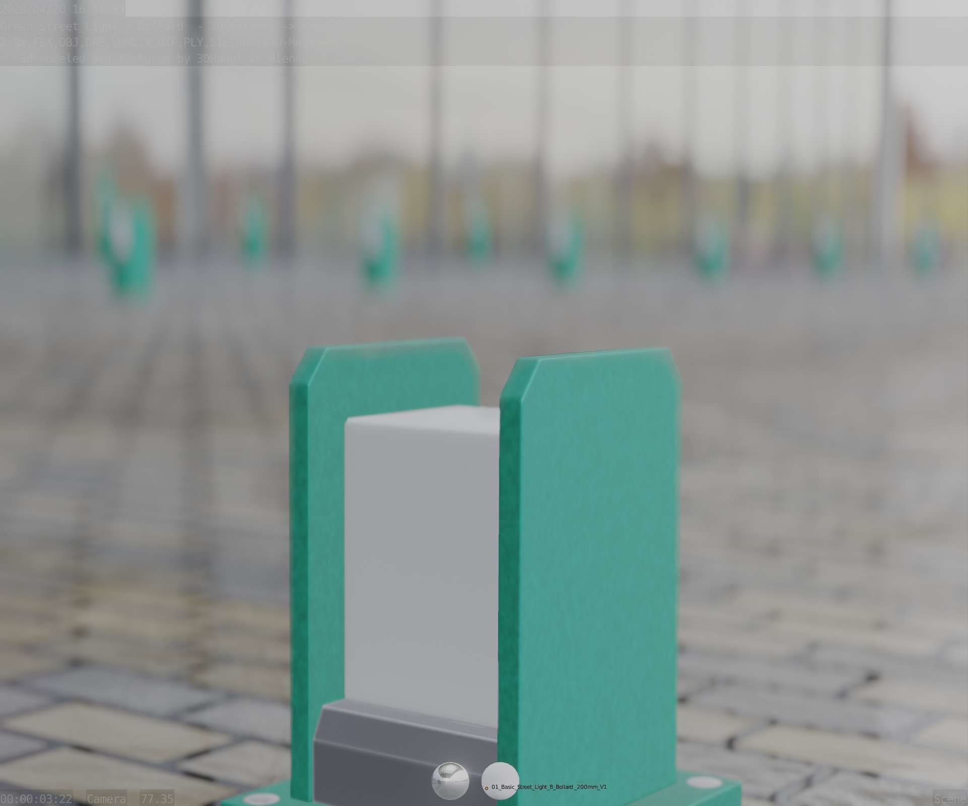 Street Light 8 Bollard 200mm Moss Green Version 1 Low-poly 3D model_94