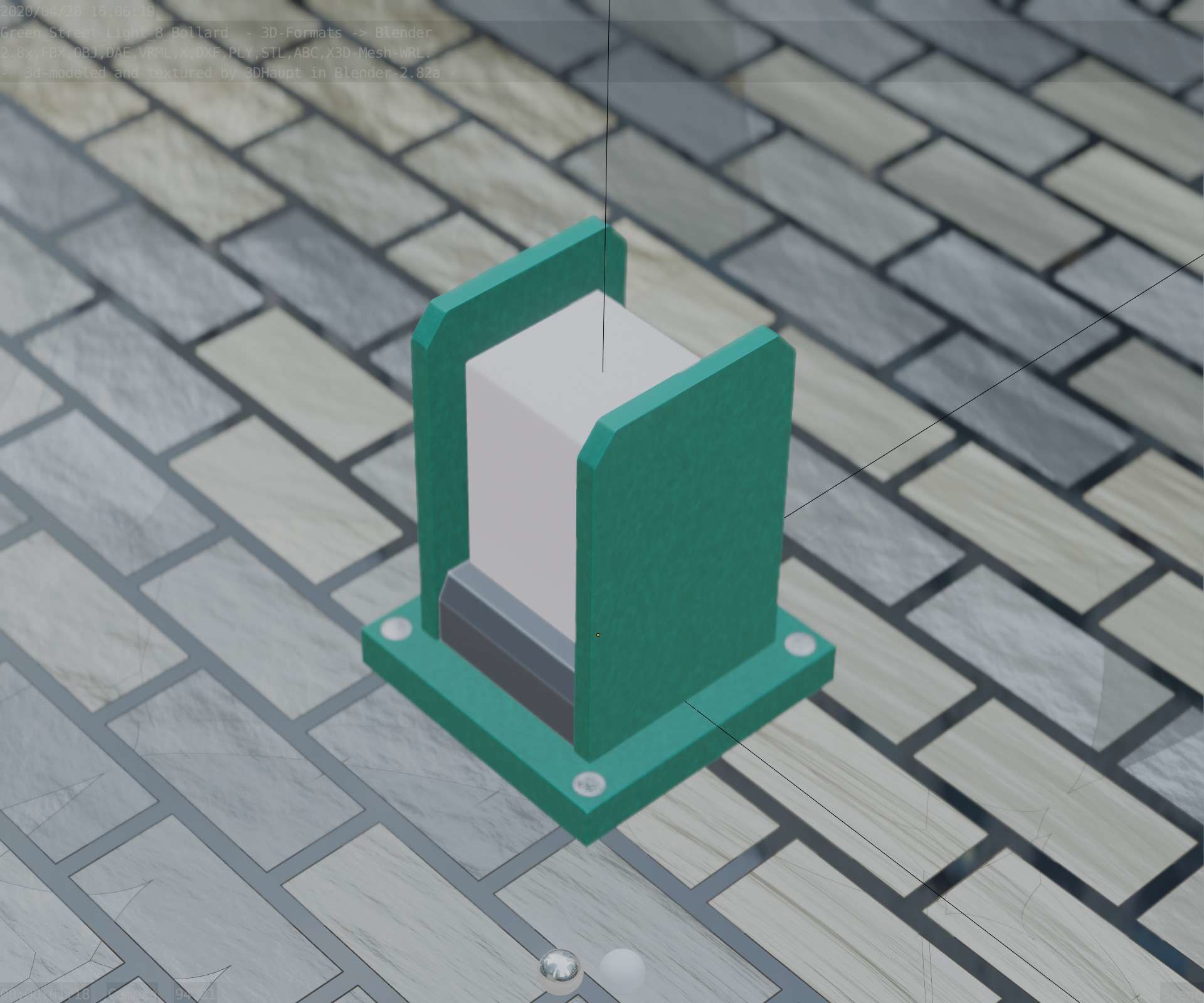 Street Light 8 Bollard 200mm Moss Green Version 1 Low-poly 3D model_42
