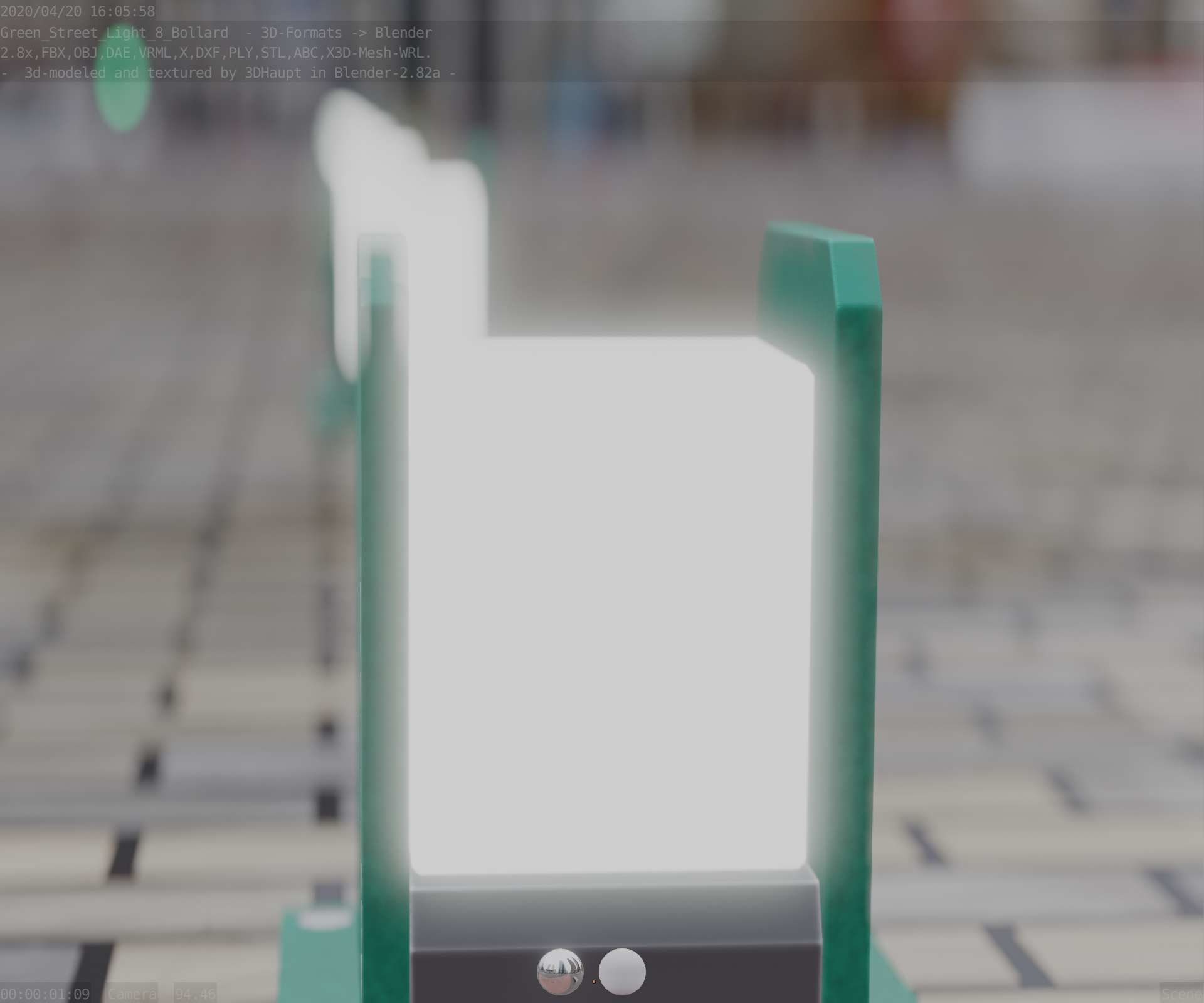 Street Light 8 Bollard 200mm Moss Green Version 1 Low-poly 3D model_33