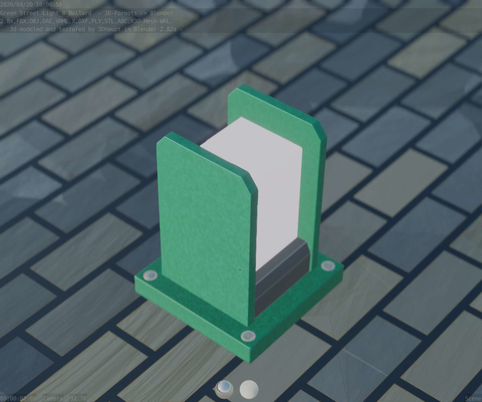 Street Light 8 Bollard 200mm Moss Green Version 1 Low-poly 3D model_57