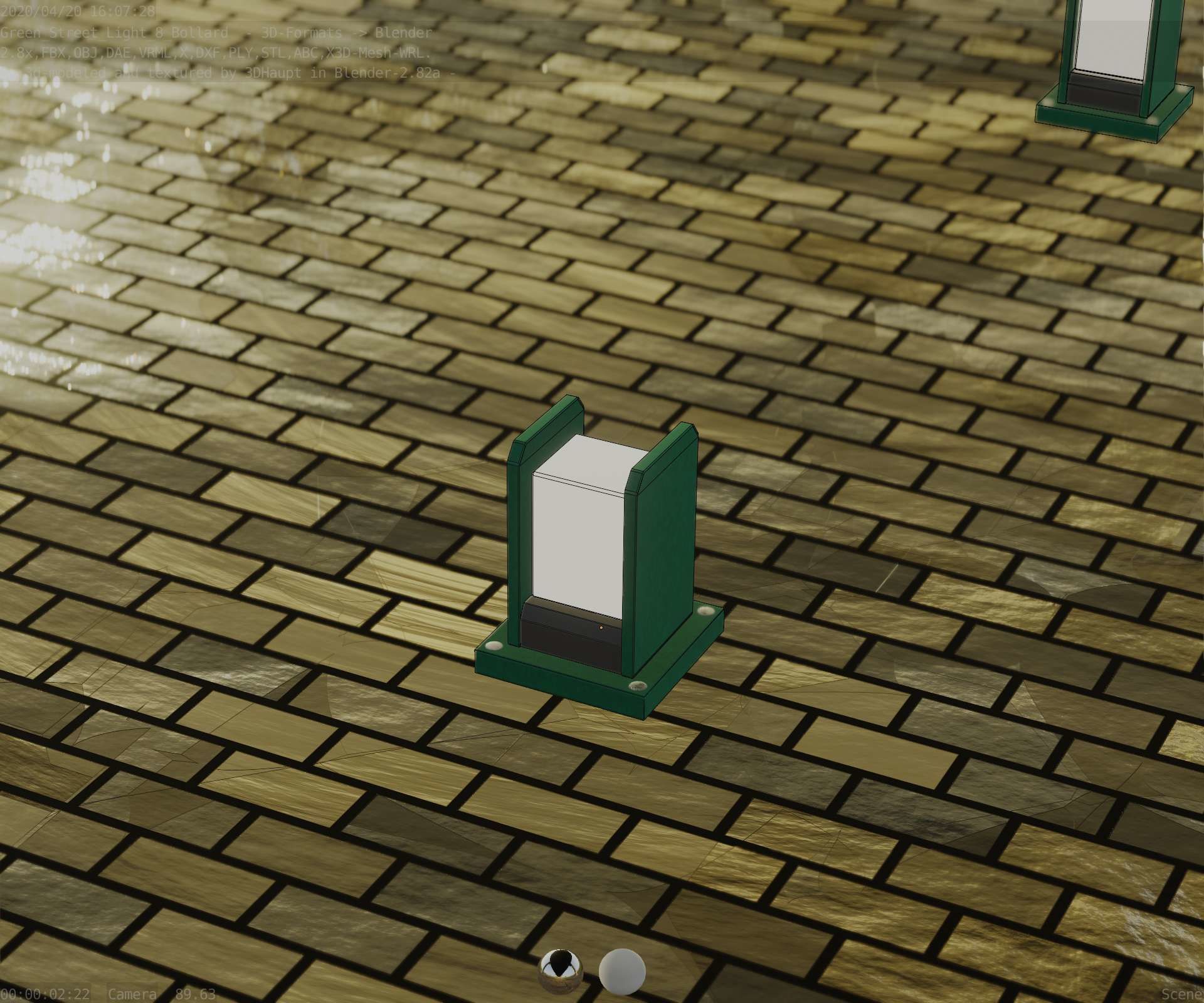 Street Light 8 Bollard 200mm Moss Green Version 1 Low-poly 3D model_70