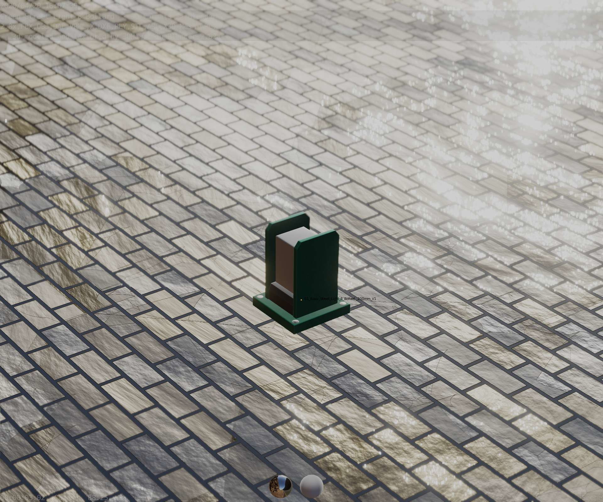 Street Light 8 Bollard 200mm Moss Green Version 1 Low-poly 3D model_74