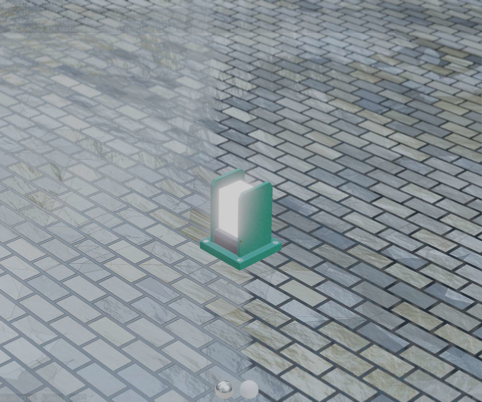 Street Light 8 Bollard 200mm Moss Green Version 1 Low-poly 3D model_73