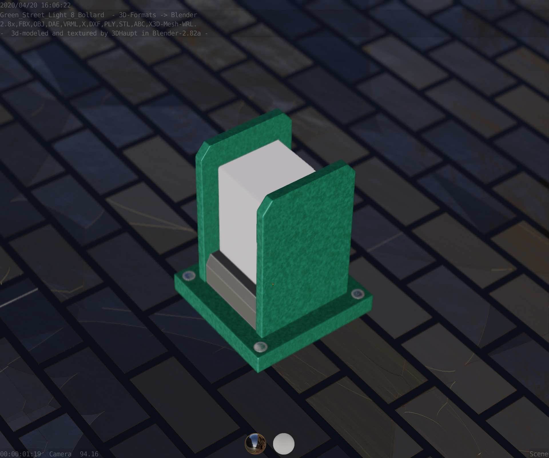 Street Light 8 Bollard 200mm Moss Green Version 1 Low-poly 3D model_43