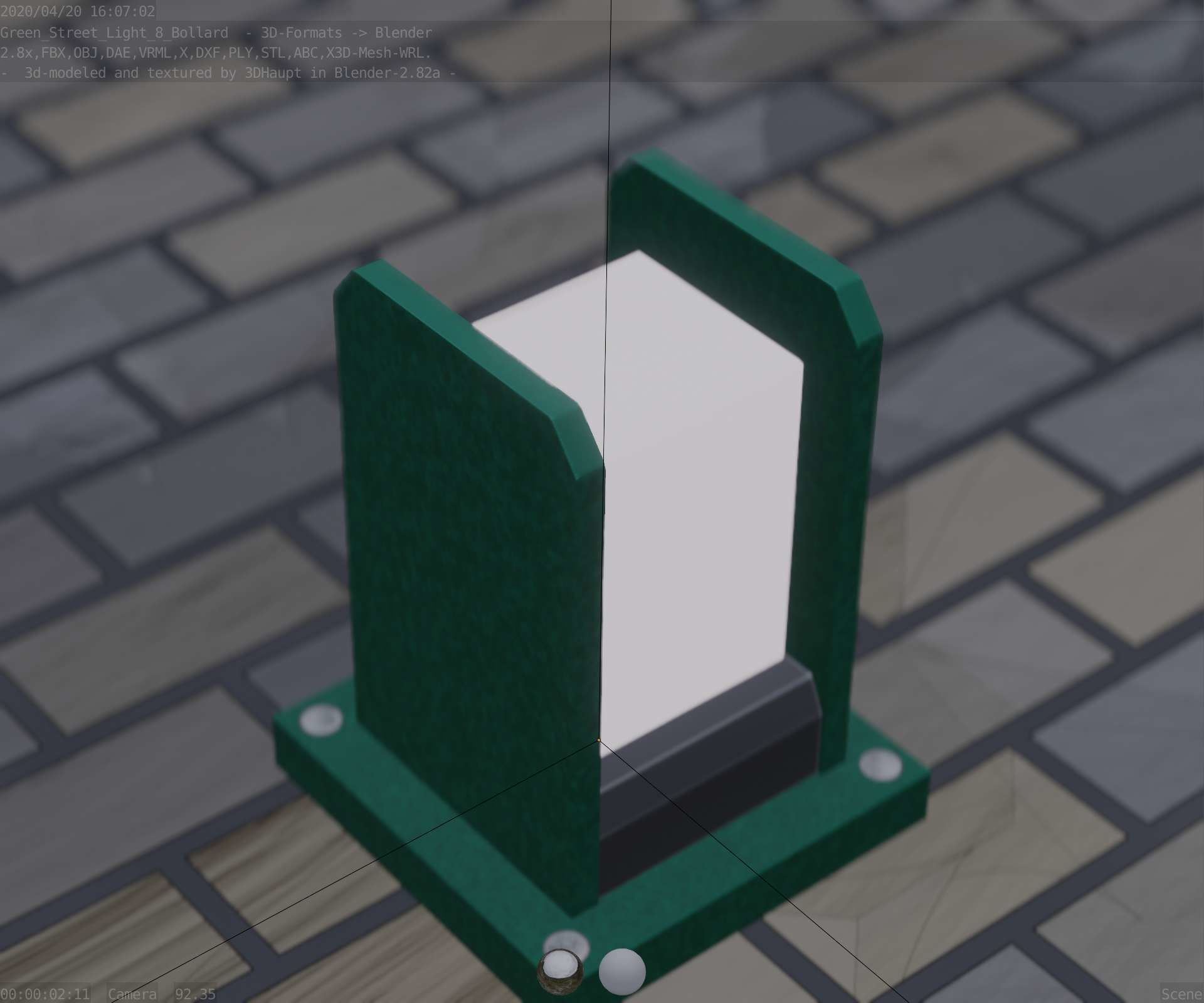 Street Light 8 Bollard 200mm Moss Green Version 1 Low-poly 3D model_59