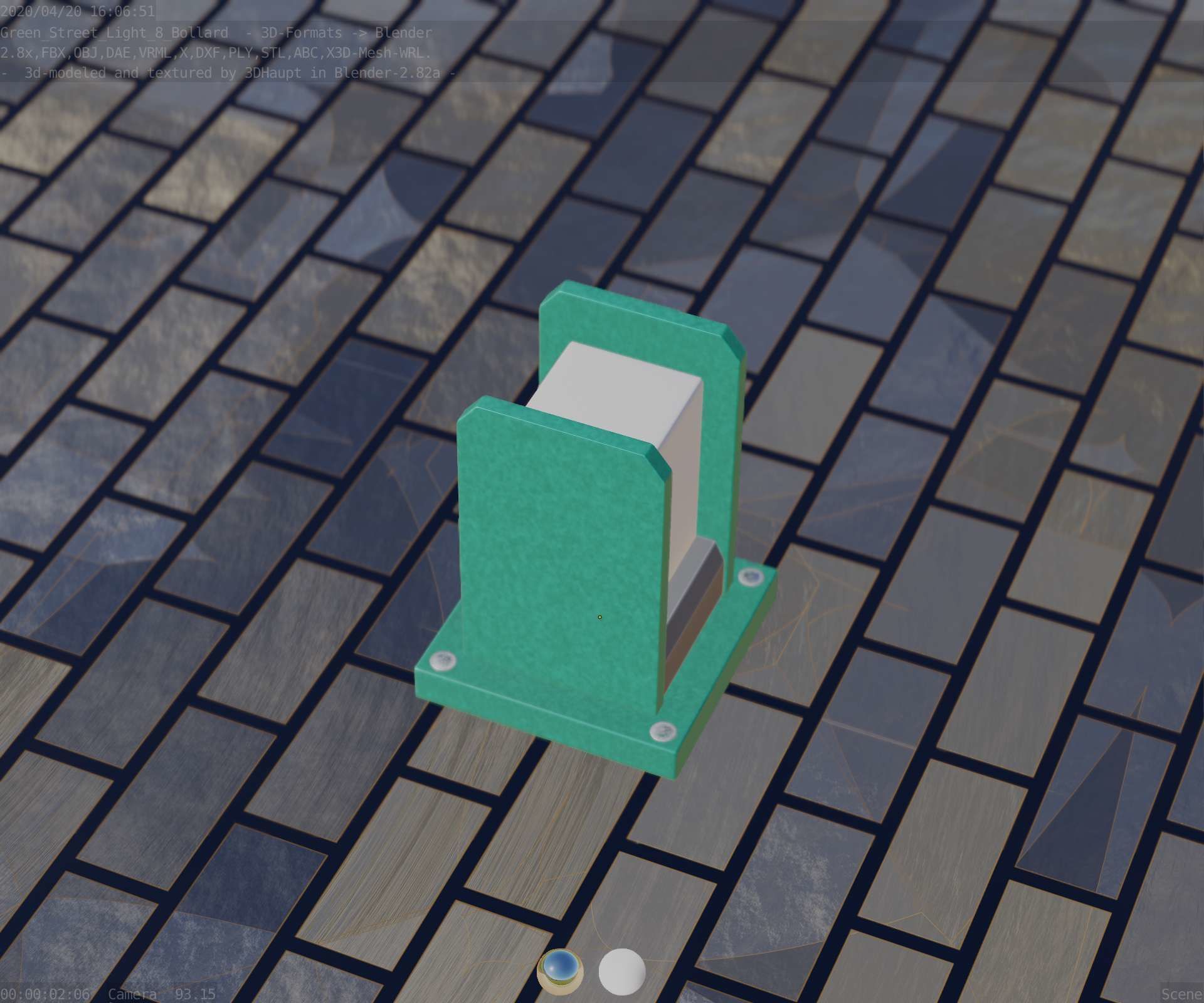 Street Light 8 Bollard 200mm Moss Green Version 1 Low-poly 3D model_54