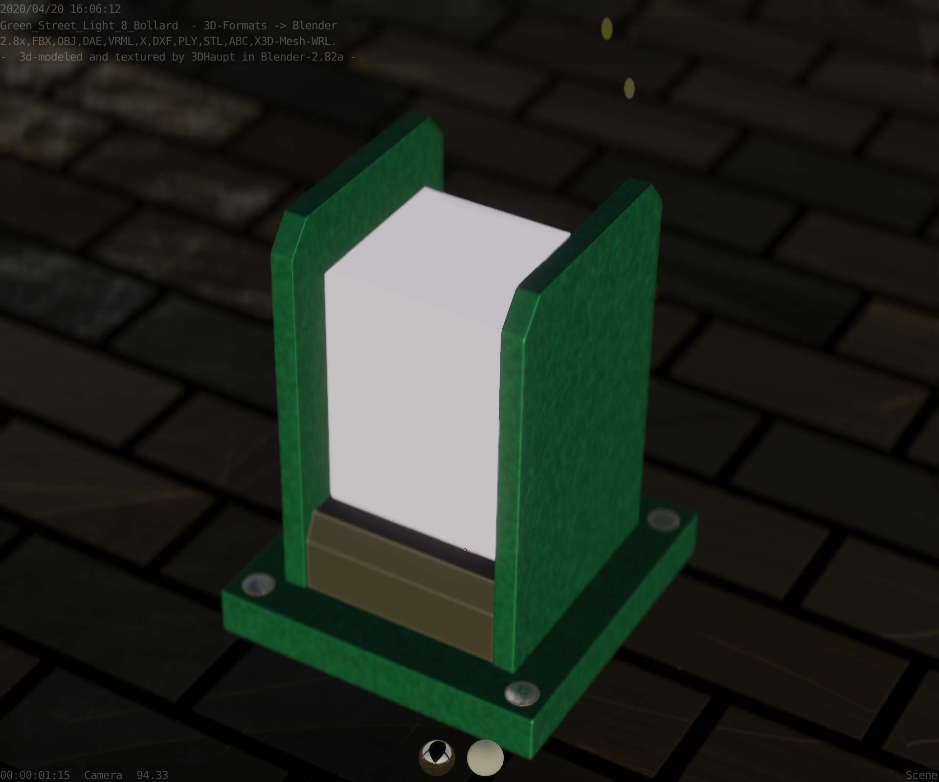 Street Light 8 Bollard 200mm Moss Green Version 1 Low-poly 3D model_39