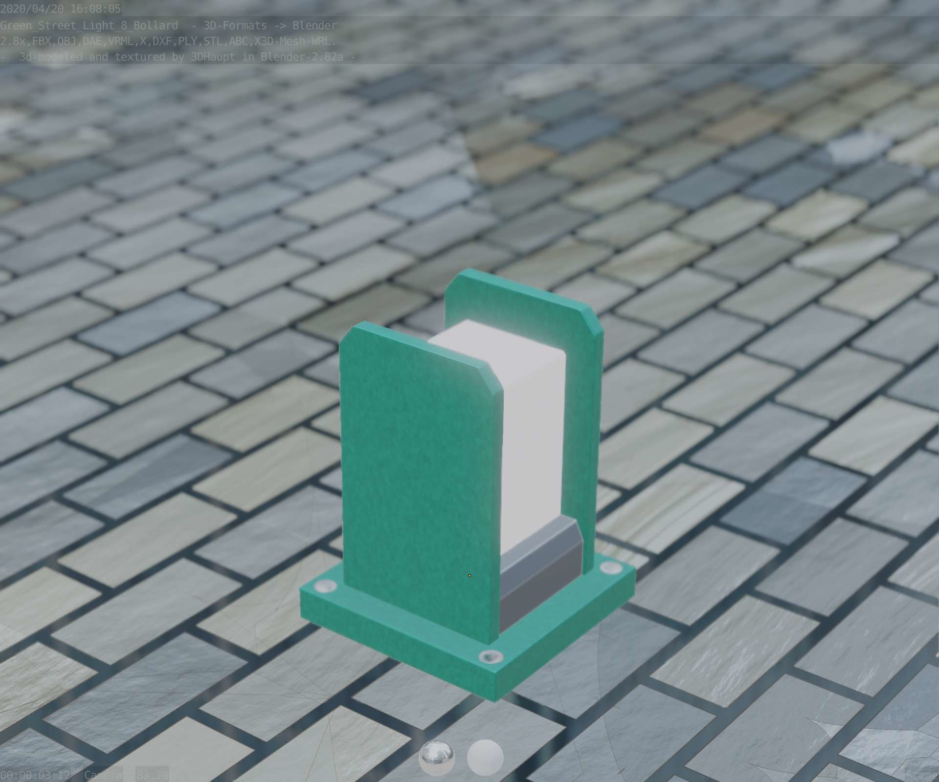 Street Light 8 Bollard 200mm Moss Green Version 1 Low-poly 3D model_84