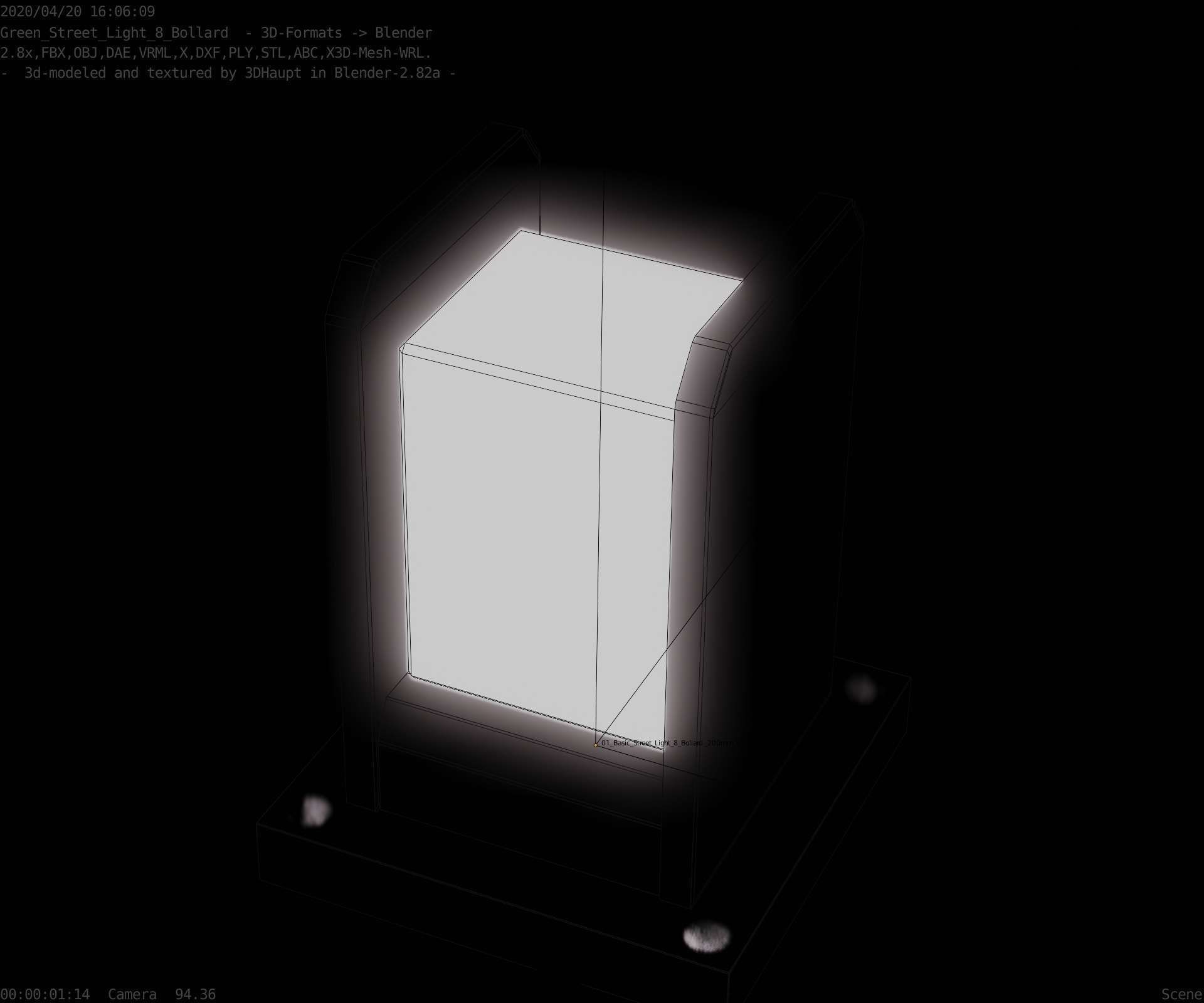 Street Light 8 Bollard 200mm Moss Green Version 1 Low-poly 3D model_38