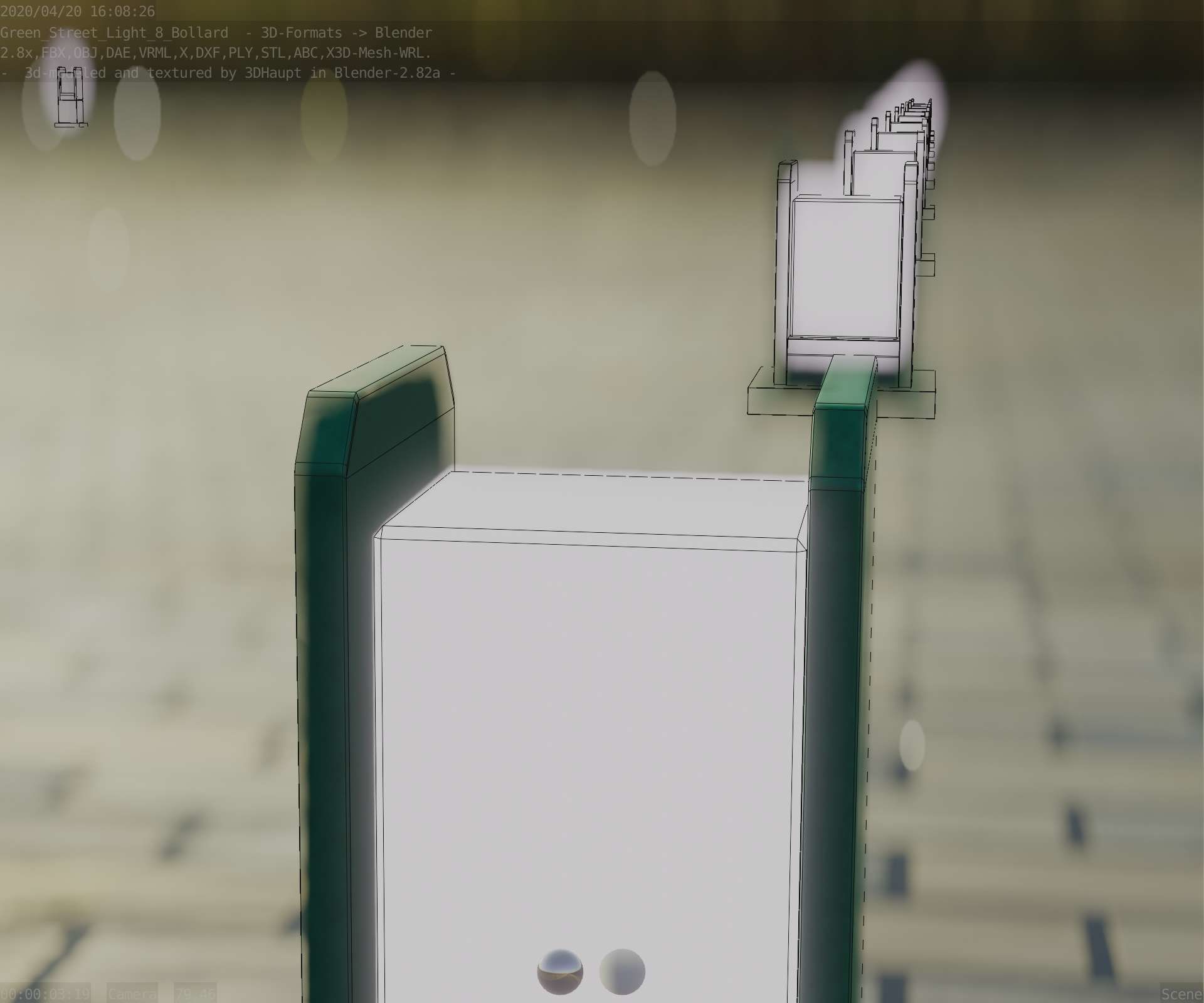 Street Light 8 Bollard 200mm Moss Green Version 1 Low-poly 3D model_91