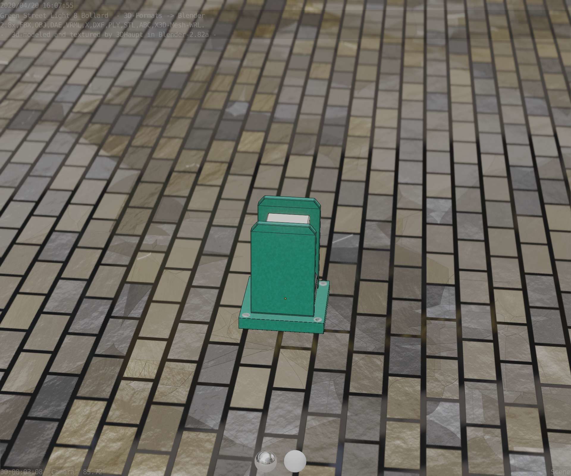 Street Light 8 Bollard 200mm Moss Green Version 1 Low-poly 3D model_80