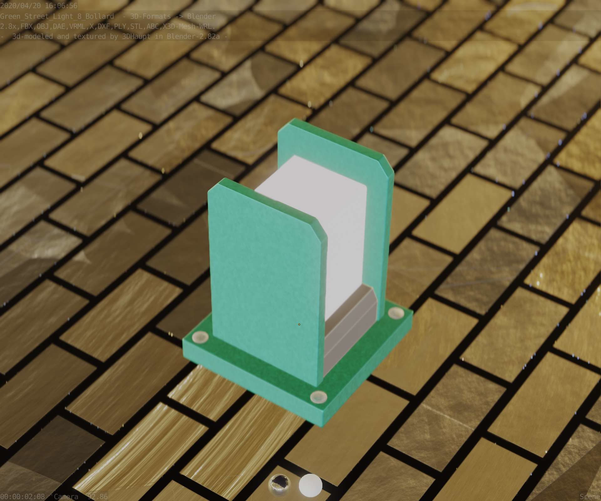 Street Light 8 Bollard 200mm Moss Green Version 1 Low-poly 3D model_56