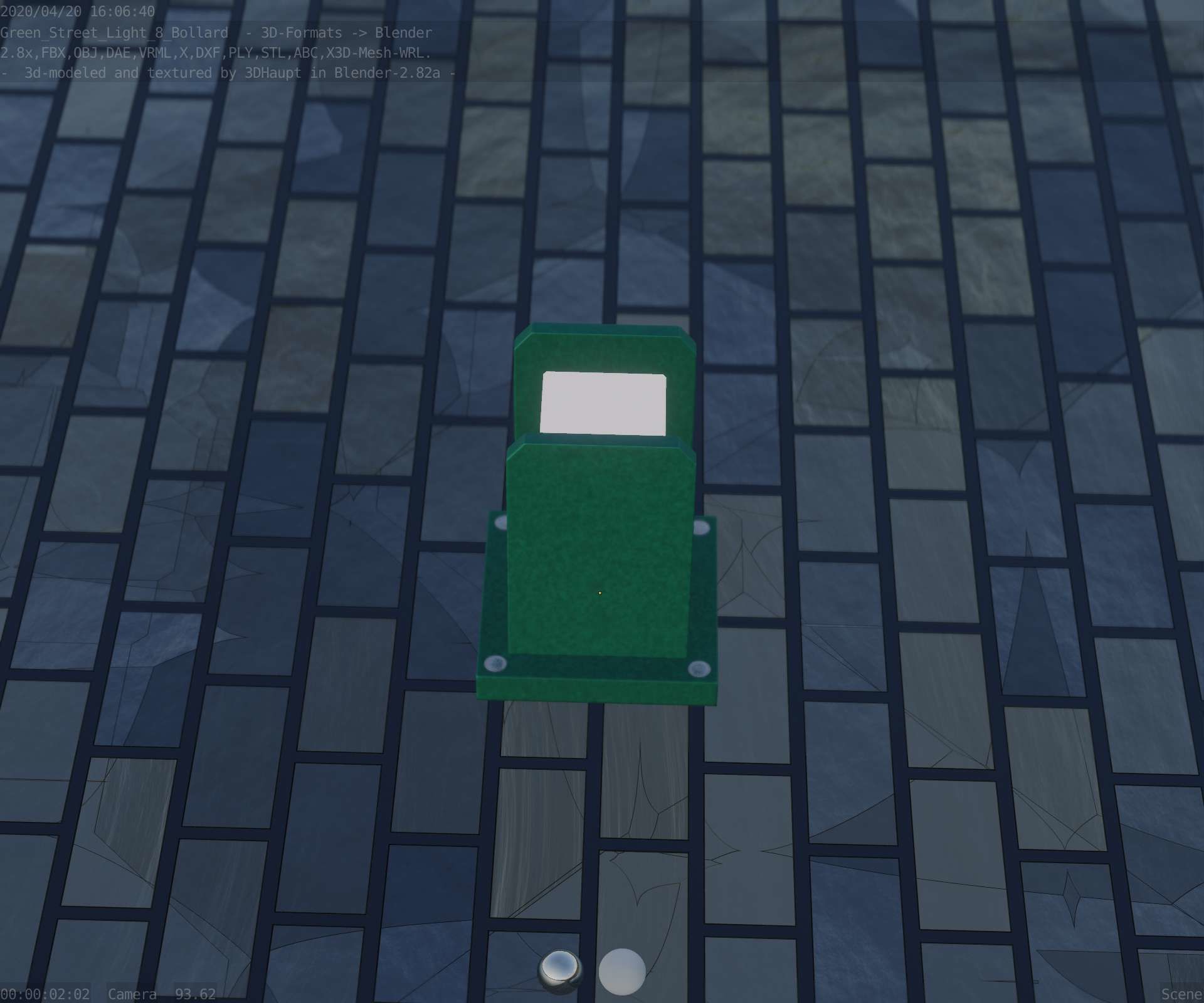 Street Light 8 Bollard 200mm Moss Green Version 1 Low-poly 3D model_50