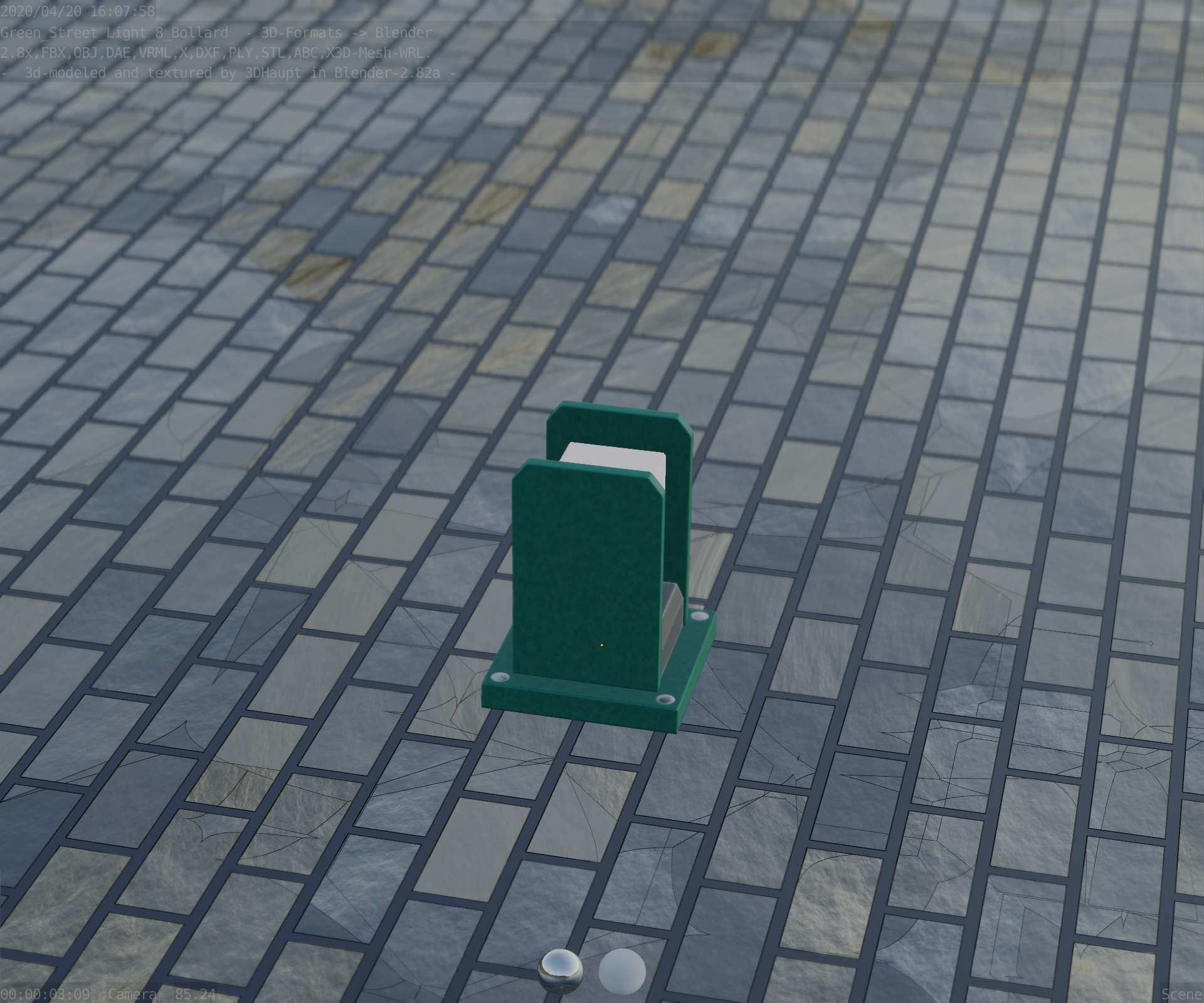 Street Light 8 Bollard 200mm Moss Green Version 1 Low-poly 3D model_81