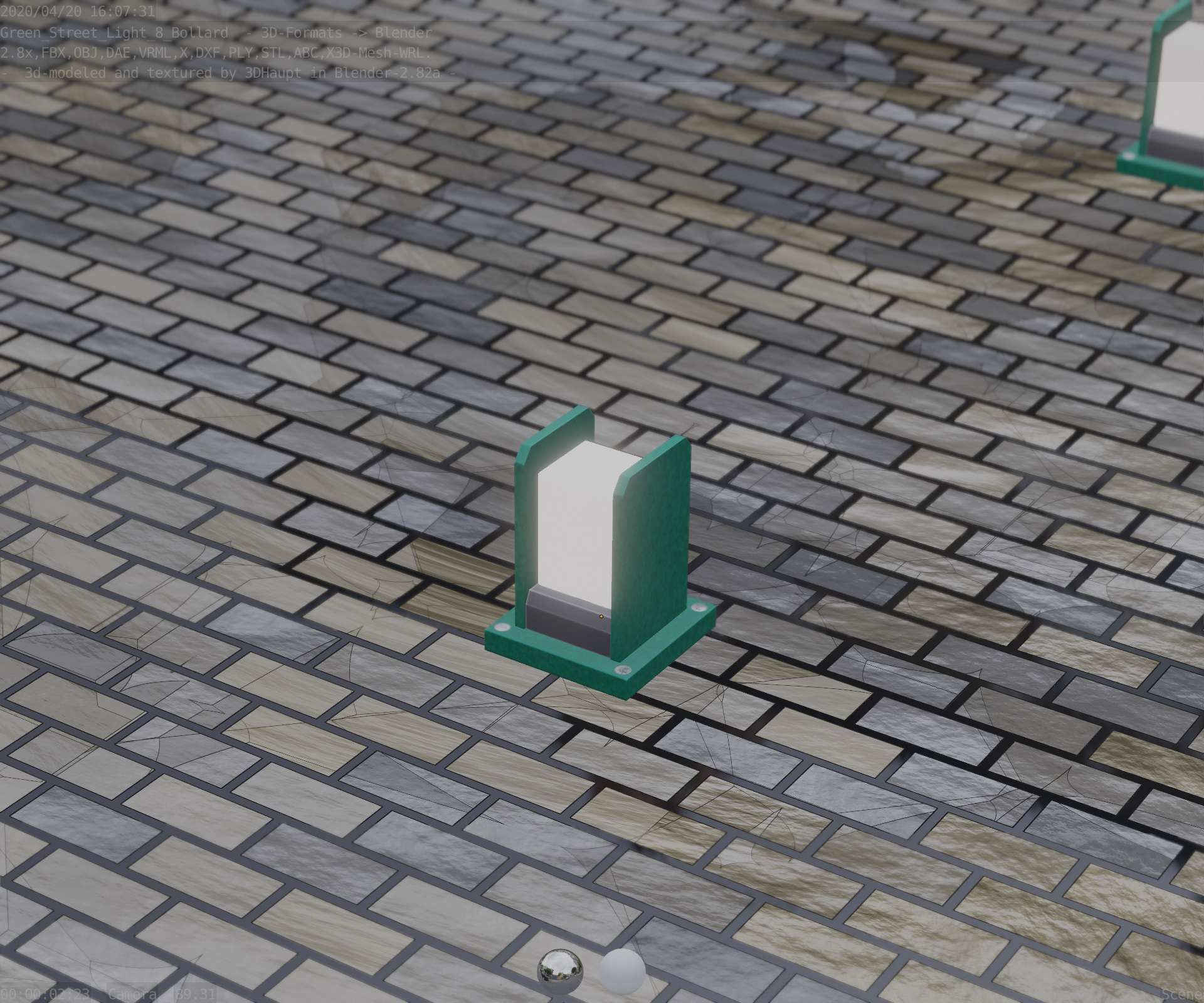 Street Light 8 Bollard 200mm Moss Green Version 1 Low-poly 3D model_71