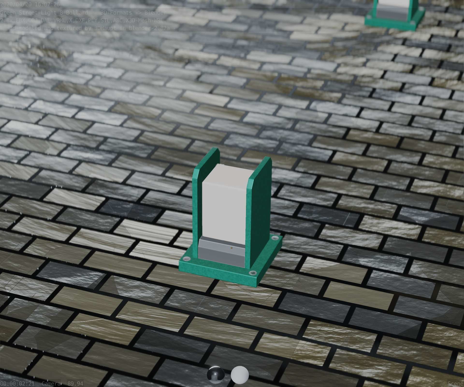 Street Light 8 Bollard 200mm Moss Green Version 1 Low-poly 3D model_69