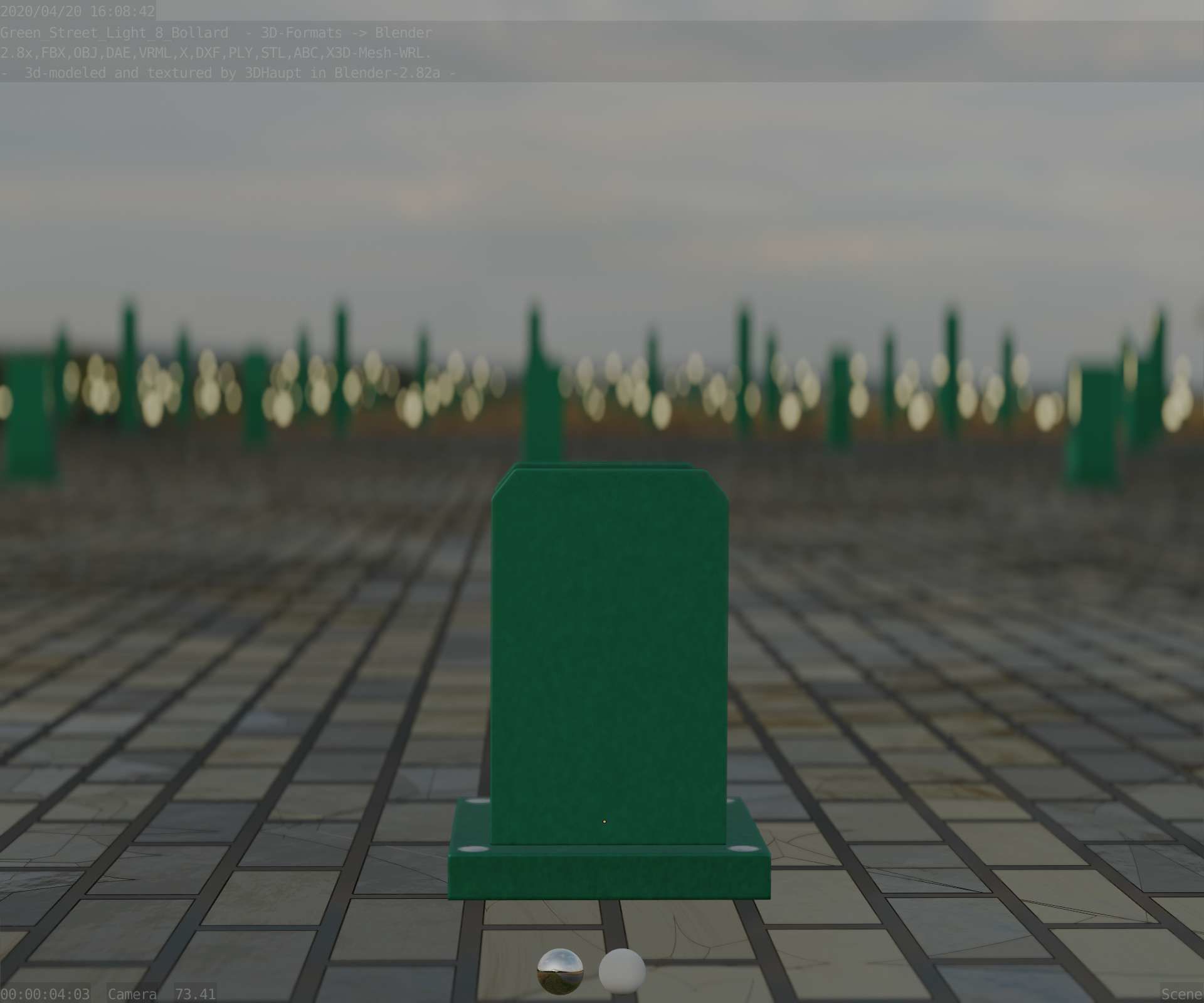Street Light 8 Bollard 200mm Moss Green Version 1 Low-poly 3D model_99