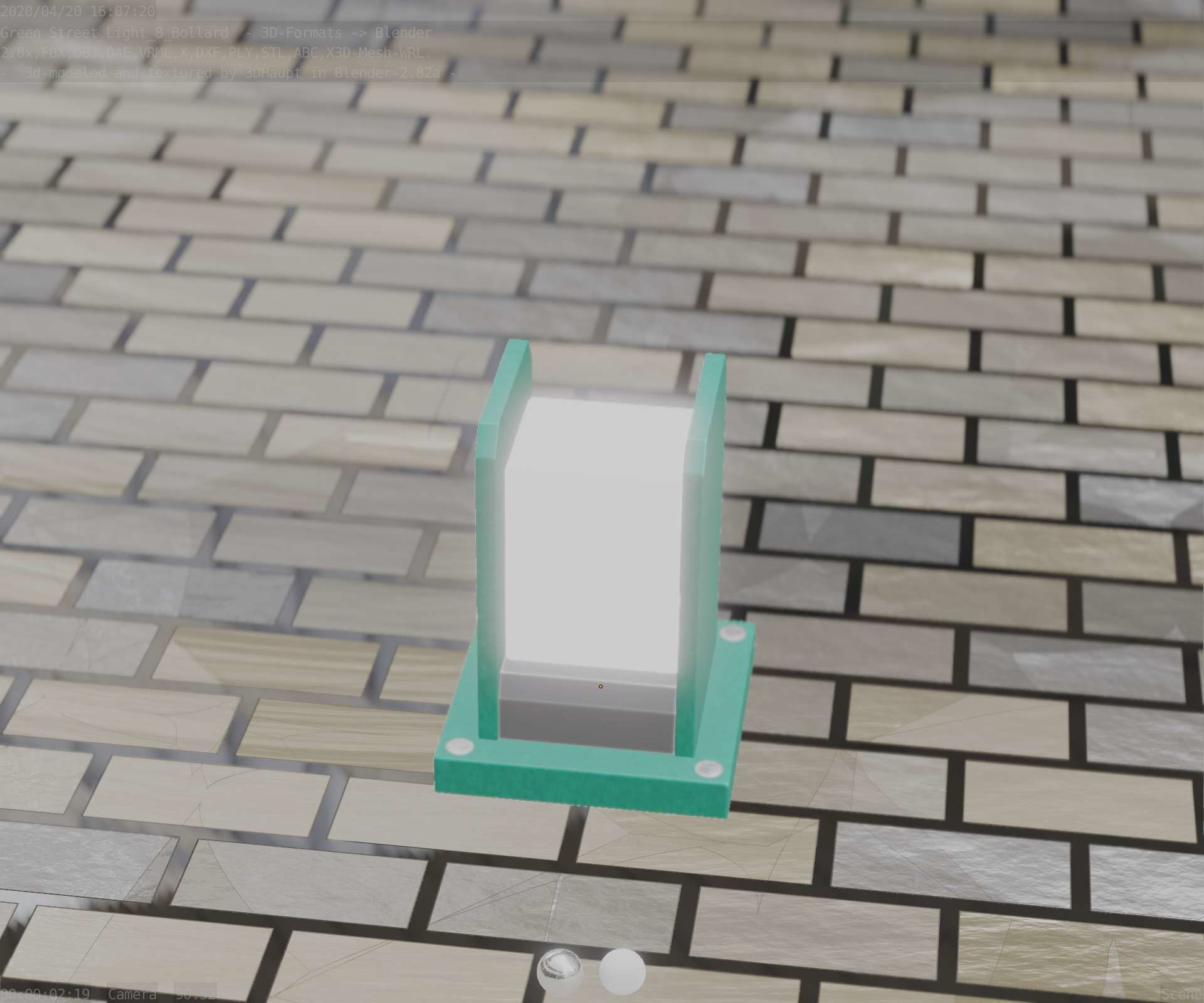 Street Light 8 Bollard 200mm Moss Green Version 1 Low-poly 3D model_67